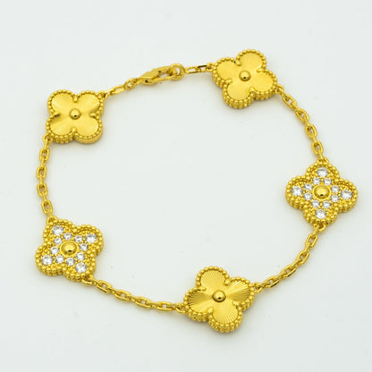 Pomuse CLOVER BRACELET 5 MOTIFS GOLD DIAMOND