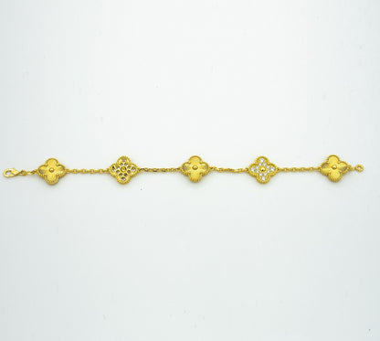 Pomuse CLOVER BRACELET 5 MOTIFS GOLD DIAMOND
