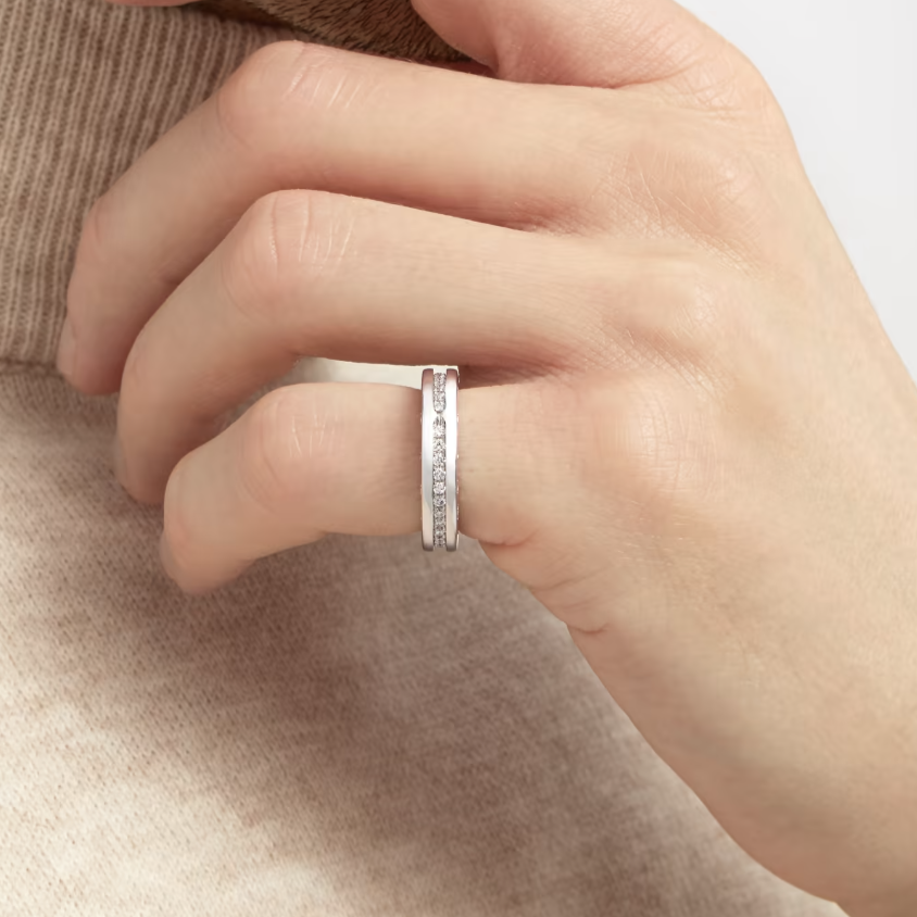 Pomuse ZERO 1 ONE-BAND PAVED DIAMONDS ON THE SPIRAL RING