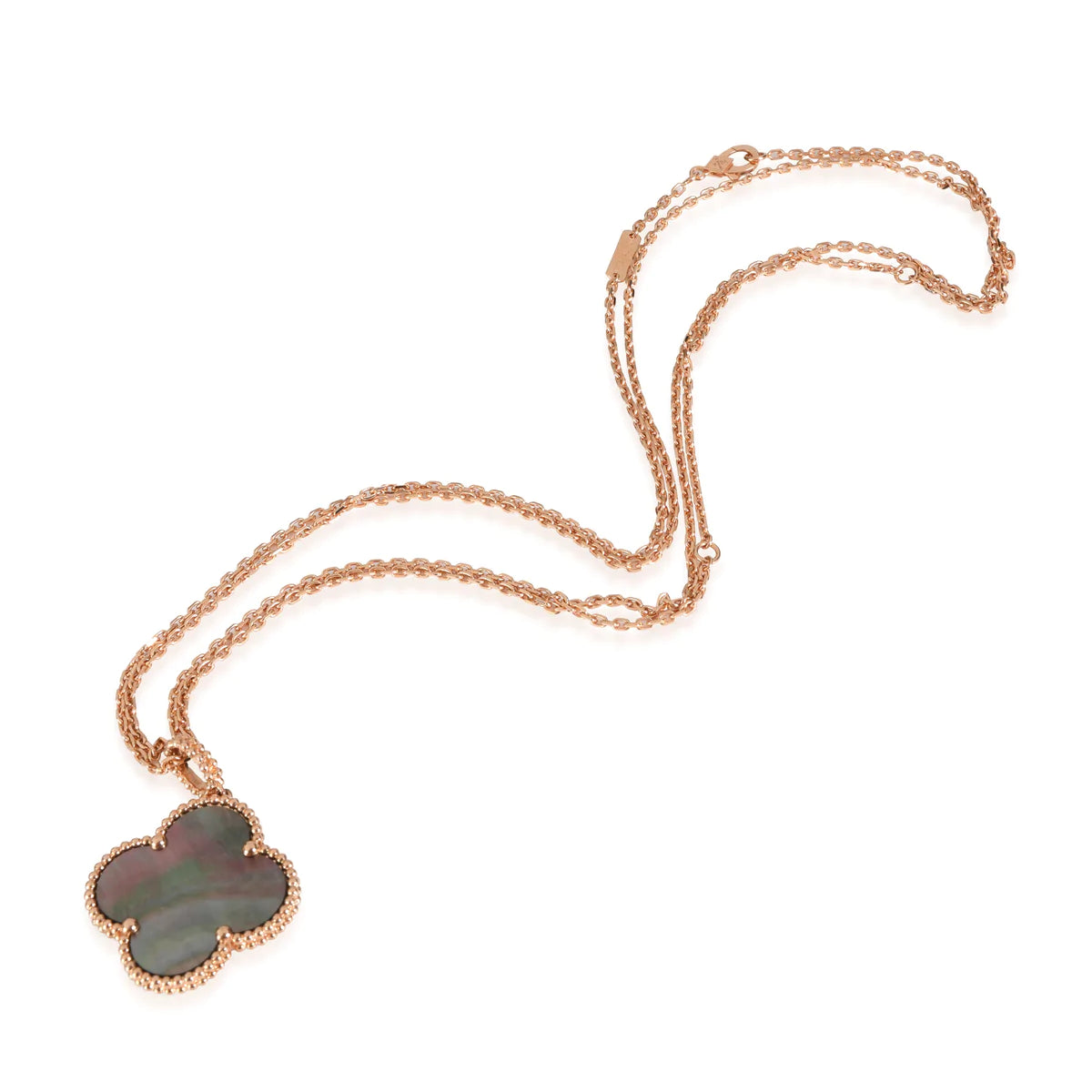 Pomuse CLOVER 25MM GOLD DARK MOP BIG CLOVER NECKLACE