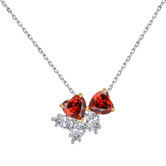 Pomuse Dainty Red Heart Necklace