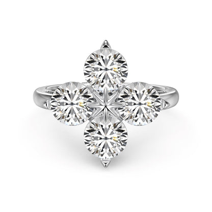 Pomuse Four-Leaf Clover Eight-Pointed Star Ring