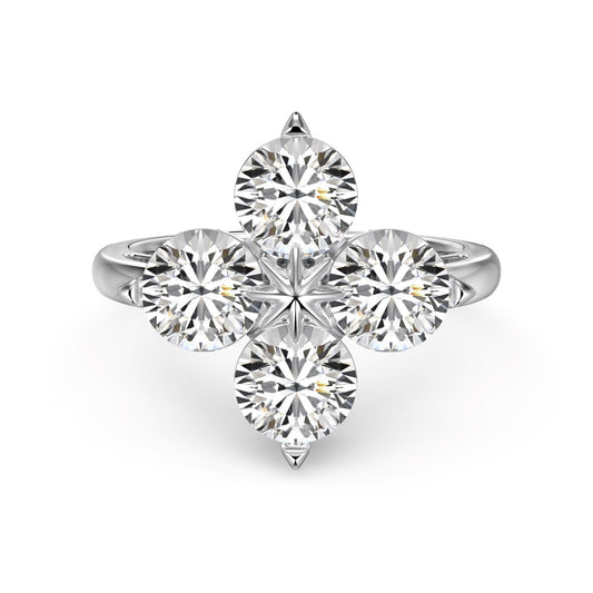Pomuse Four-Leaf Clover Eight-Pointed Star Ring