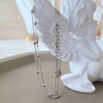 Pomuse Dainty Double Layer Love Heart Bracelet