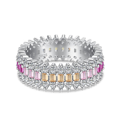 Pomuse Ornate Colorful Radiant Cut Daily Ring