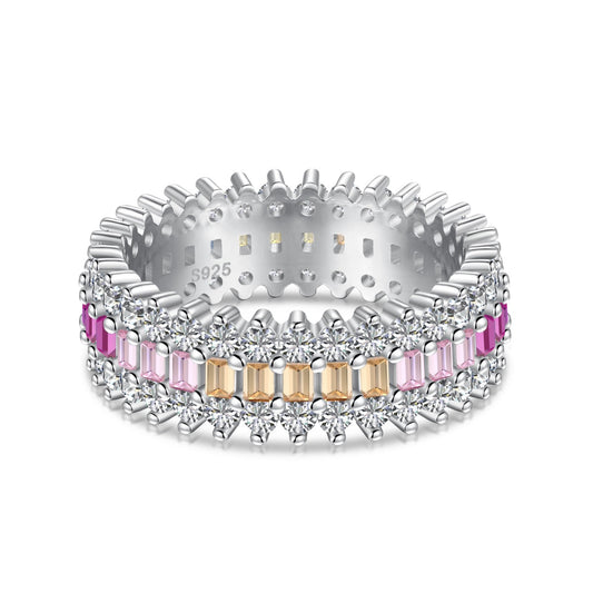 Pomuse Ornate Colorful Radiant Cut Daily Ring