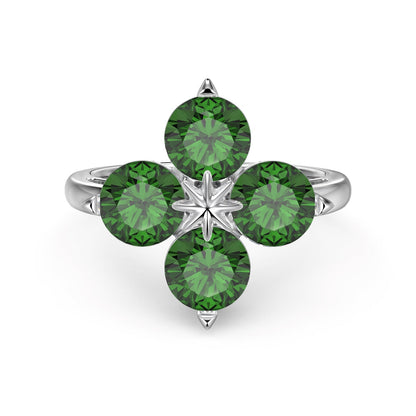 Pomuse Four-Leaf Clover Eight-Pointed Star Ring
