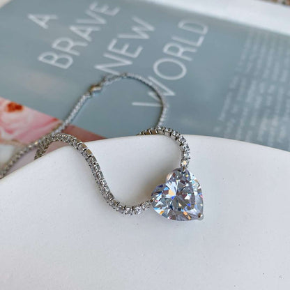 Pomuse 8.0 Carat Versatile Colorful Sweet Heart-Shaped Tennis Necklace
