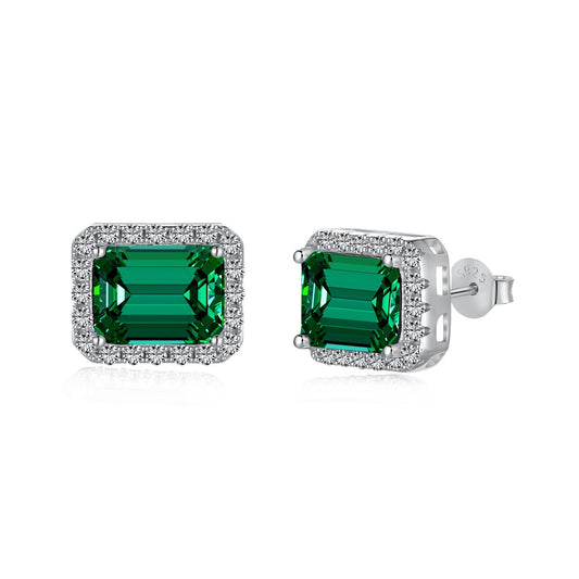 Pomuse Luxurious Dainty Emerald Cut Banquet Earrings
