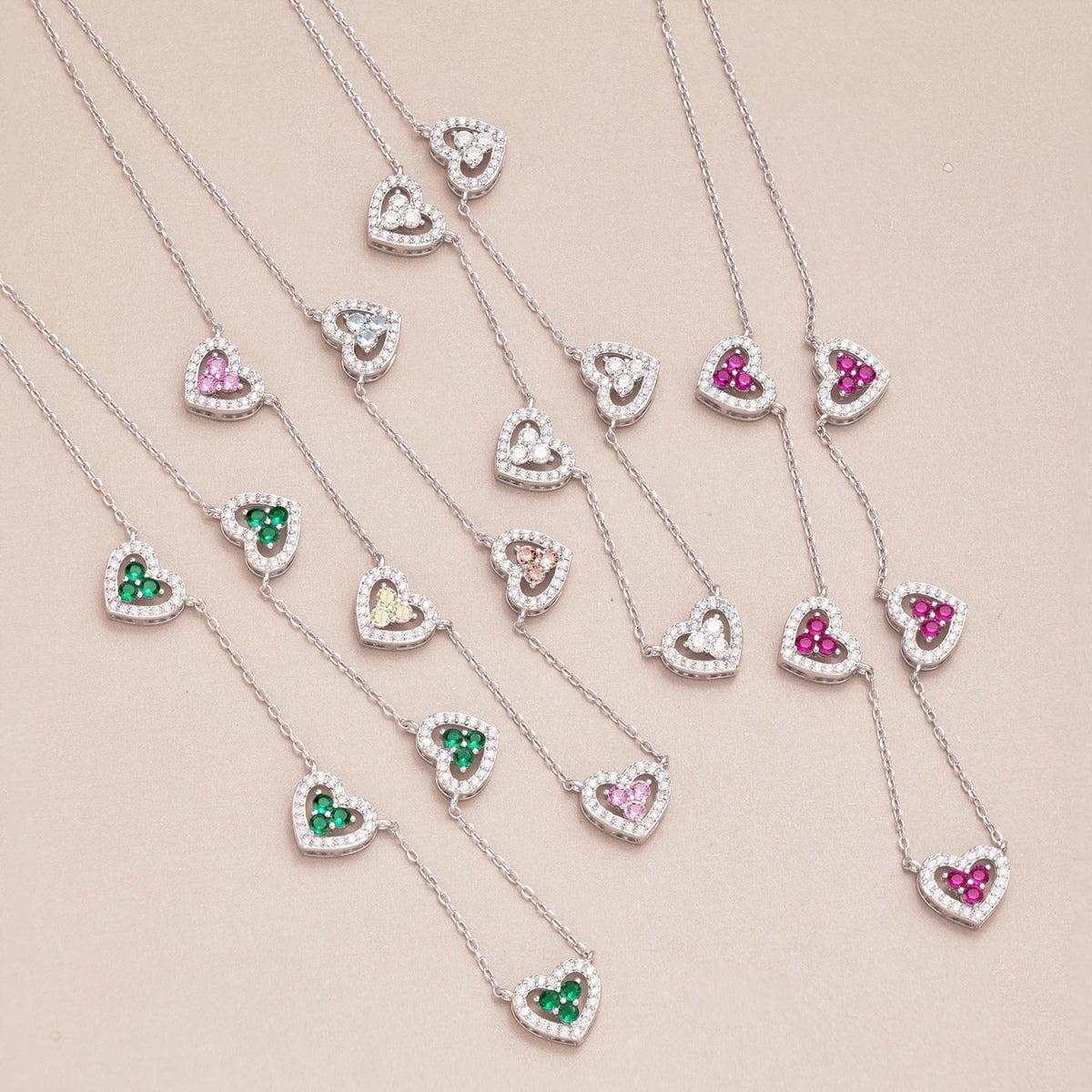 Pomuse Sparkling Five Heart Necklace