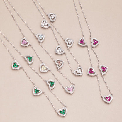 Pomuse Sparkling Five Heart Necklace
