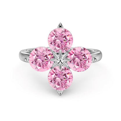 Pomuse Four-Leaf Clover Eight-Pointed Star Ring