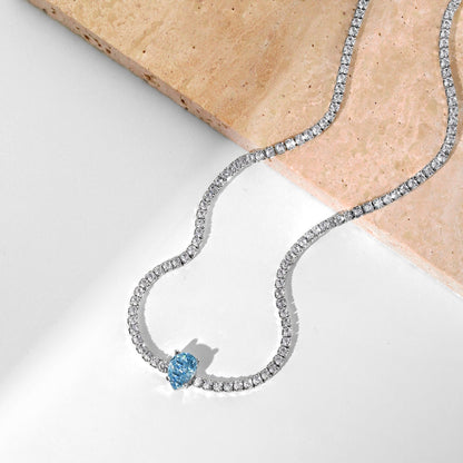 Pomuse 1.0 carat Unique Pear Cut Tennis Necklace