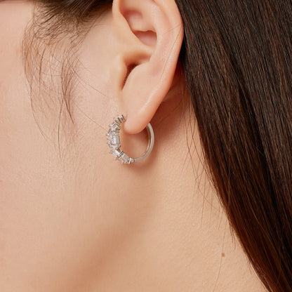 Pomuse Dazzling Colorful Emerald Cut Daily Earrings