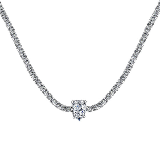 Pomuse 1.0 carat Unique Pear Cut Tennis Necklace