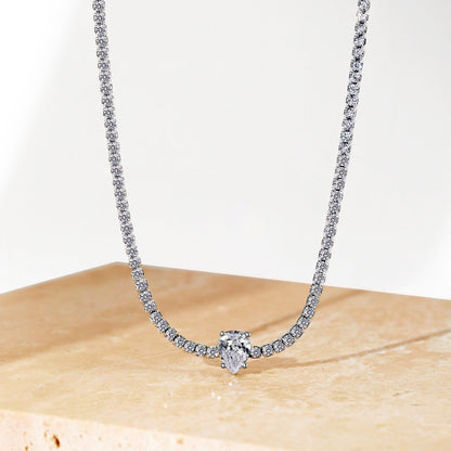 Pomuse 1.0 carat Unique Pear Cut Tennis Necklace