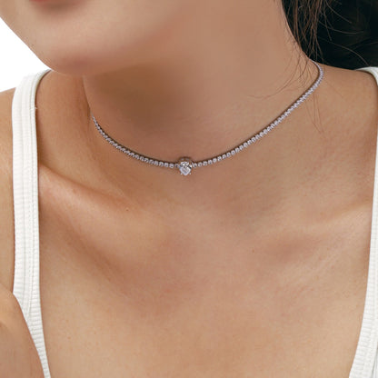 Pomuse 1.0 carat Unique Pear Cut Tennis Necklace