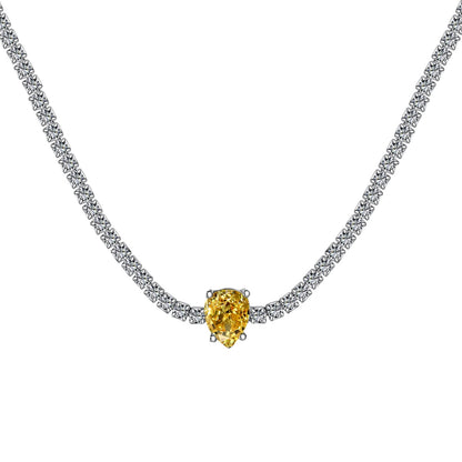Pomuse 1.0 carat Unique Pear Cut Tennis Necklace