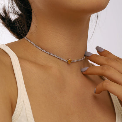 Pomuse 1.0 carat Unique Pear Cut Tennis Necklace