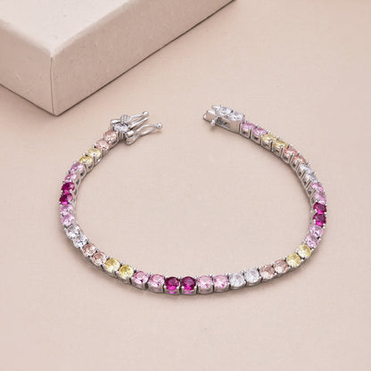Pomuse Radiant Colorful Round Cut Tennis Bracelet