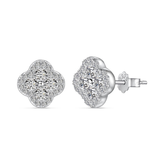 Pomuse Four-Leaf Clover Flower Shaped Earrings