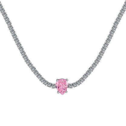 Pomuse 1.0 carat Unique Pear Cut Tennis Necklace