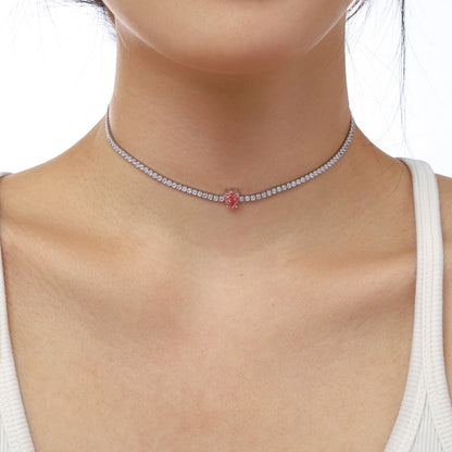Pomuse 1.0 carat Unique Pear Cut Tennis Necklace