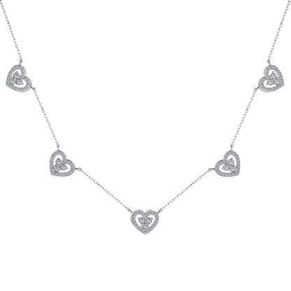 Pomuse Sparkling Five Heart Necklace