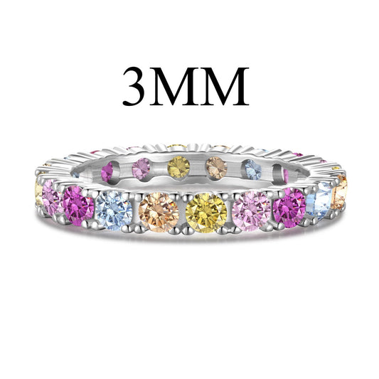 Pomuse Dazzling Lustrous Round Cut Tennis Ring