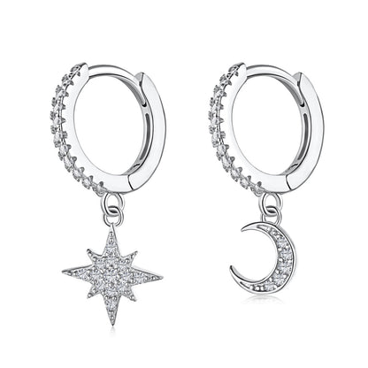 Pomuse Star and Moon Asymmetric Earrings