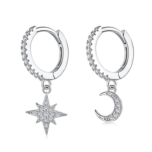 Pomuse Star and Moon Asymmetric Earrings
