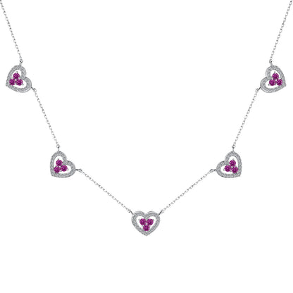 Pomuse Sparkling Five Heart Necklace