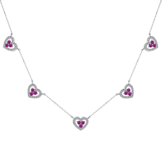 Pomuse Sparkling Five Heart Necklace