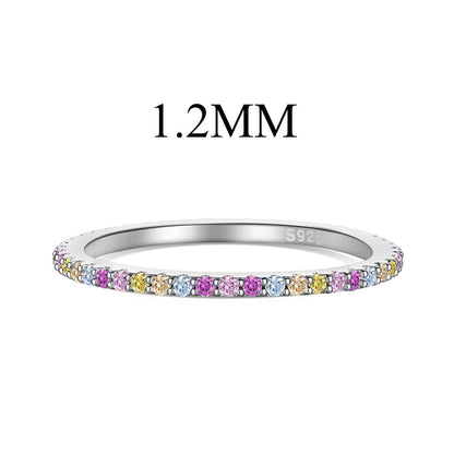 Pomuse Ornate Colorful Round Cut Tennis Ring