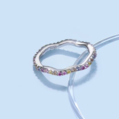 Pomuse Dainty Colorful Round Cut Party Ring