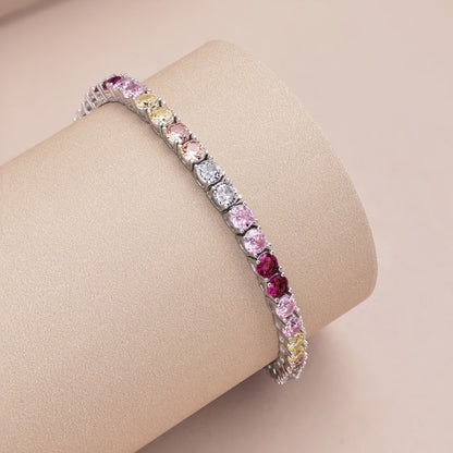 Pomuse Radiant Colorful Round Cut Tennis Bracelet