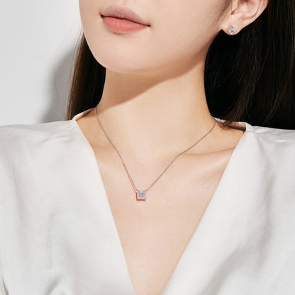 Pomuse 1.0 Carat Radiant Princess Cut Wedding Earrings