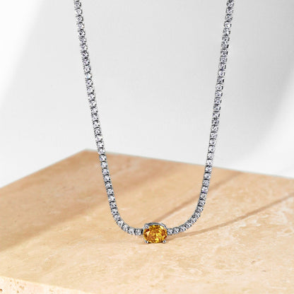 Pomuse 1.0 Carat Shining Oval Cut Necklace