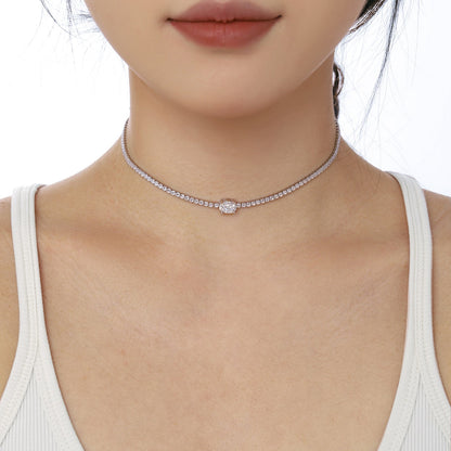 Pomuse 1.0 Carat Shining Oval Cut Necklace
