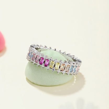 Pomuse Splashy Ornate Emerald Cut Cocktail Ring