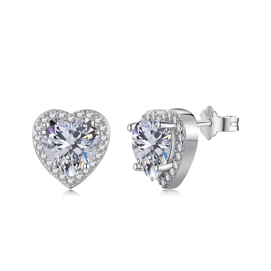 Pomuse Sparkling Heart Shape Lover Earrings