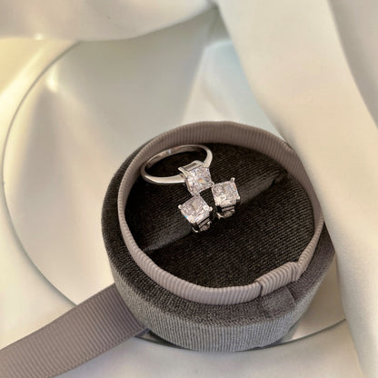 Pomuse 1.0 Carat Radiant Princess Cut Wedding Earrings