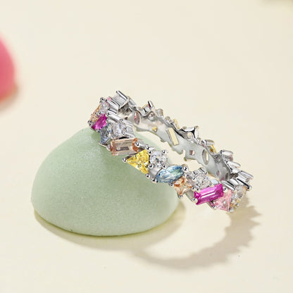 Pomuse Dazzling Polychromatic Multi cut Daily Ring