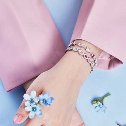 Pomuse Dainty Charming Emerald Cut Daily Bracelet