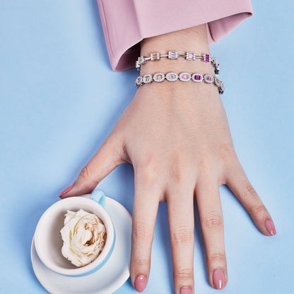 Pomuse Dainty Charming Emerald Cut Daily Bracelet