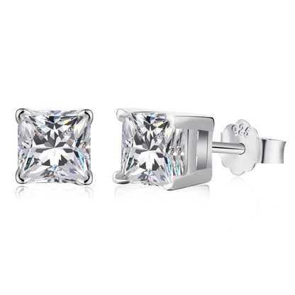 Pomuse 1.0 Carat Radiant Princess Cut Wedding Earrings