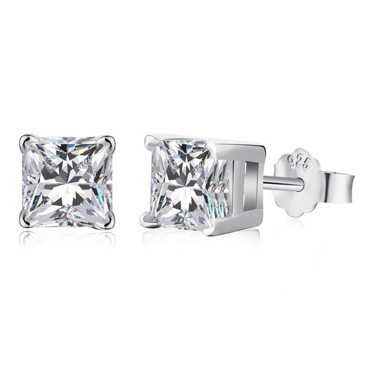 Pomuse 1.0 Carat Radiant Princess Cut Wedding Earrings