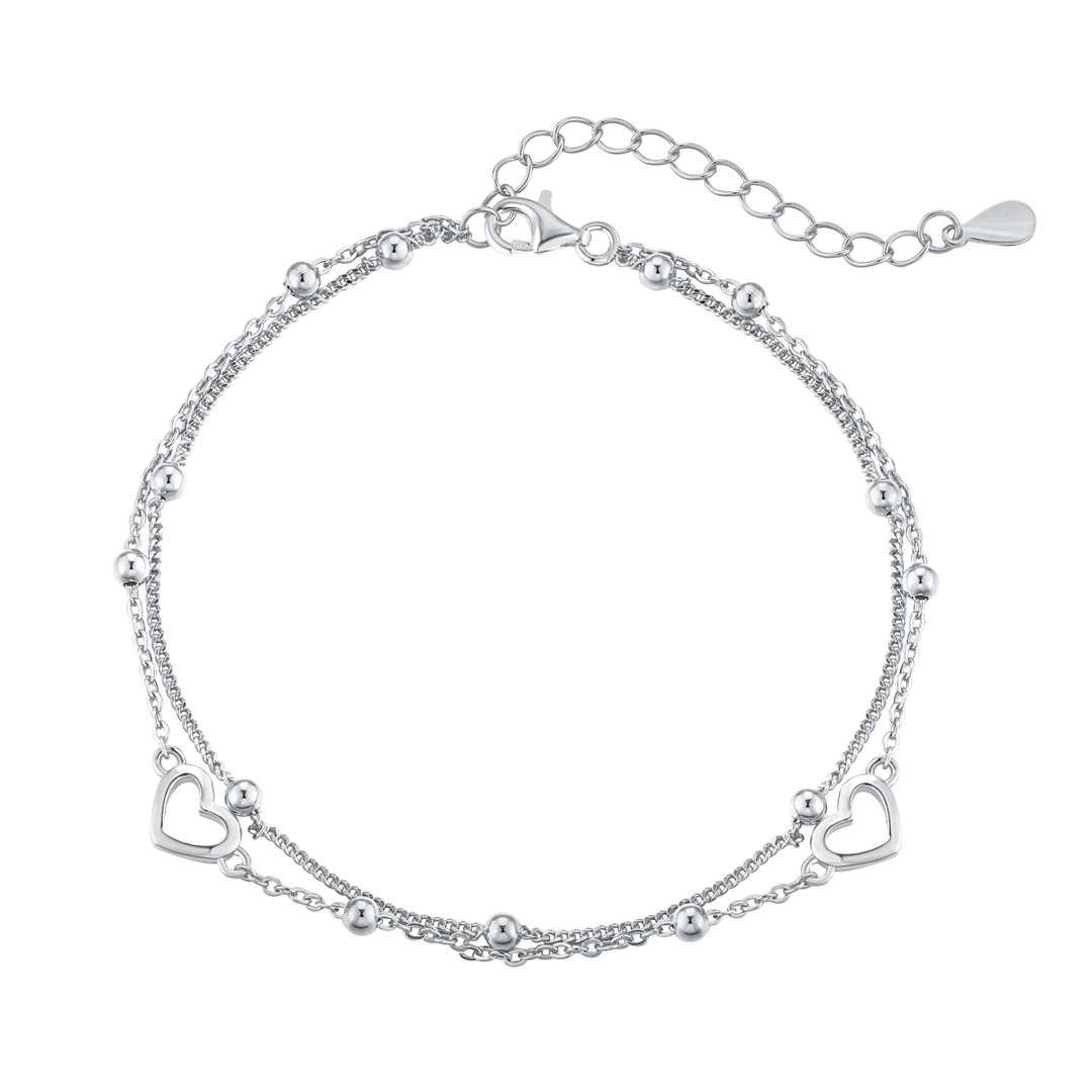 Pomuse Dainty Double Layer Love Heart Bracelet