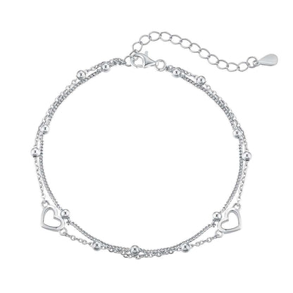Pomuse Dainty Double Layer Love Heart Bracelet