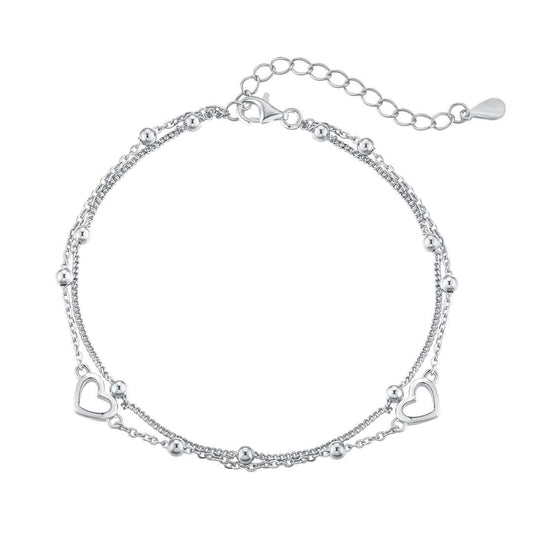 Pomuse Dainty Double Layer Love Heart Bracelet
